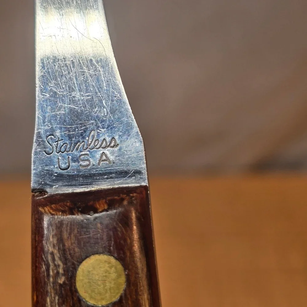 Vintage Stainless Steel Carving Fork with Wooden Handle Turkey USA‎  9